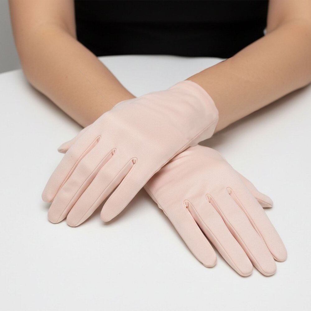Vintage Simpson’s Pink Sateen Evening Gloves | Made in Western Germany | Size 7